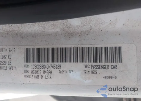 2013 Chrysler 200 Touring z USA, uszkodzony, nr VIN 1C3CCBBG4DN745129